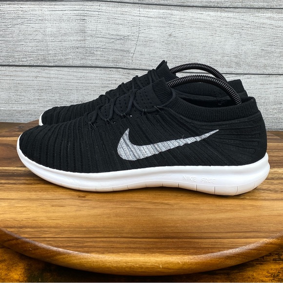 Nike Free RN Motion Flyknit Black White Running Shoe 834584-001 Men’s Size 10.5 - Picture 1 of 11